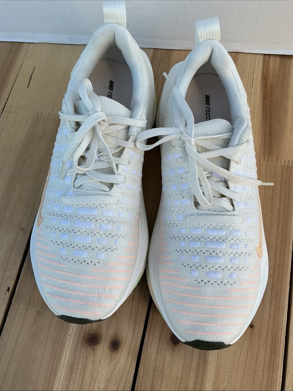 Nike Women's White & Peach Knit Running Sneakers - Picture 5 of 9